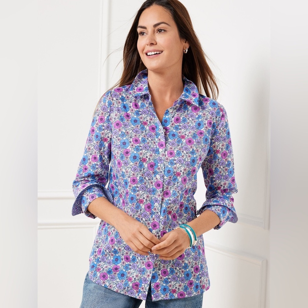 Talbots Purple and Blue Button Down Shirt 💎 - Picture 12 of 13